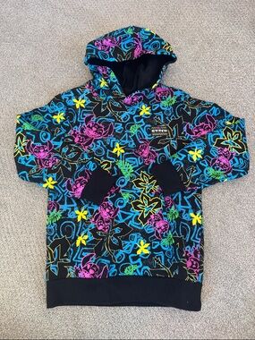 Disneys Lilo + Stitch Kids' Black Neon Floral Hoodie